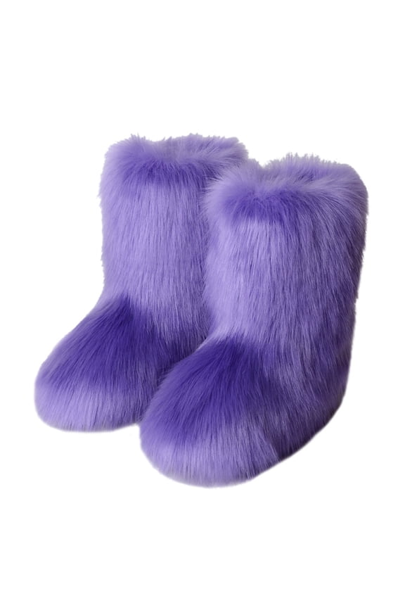 Faux Fur Mid-Calf Snow Boots for Women - Warm and Stylish Winter Footwear