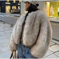 thumbnail image 1 of Faux Fur Mink Short Jacket (L, TortillaBrown), 1 of 8