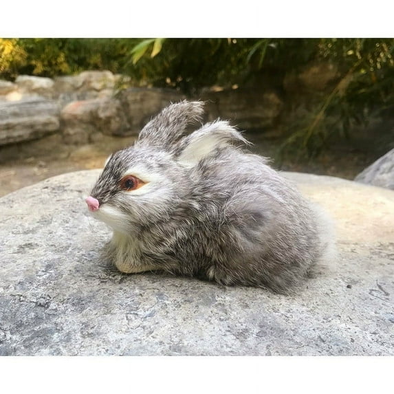 Faux Fur Model Lifelike Rabbit Ornament Easter Decor Handmade Faux Fur Model for Tabletop Garden Bookshelf DisplayHoliday Decor