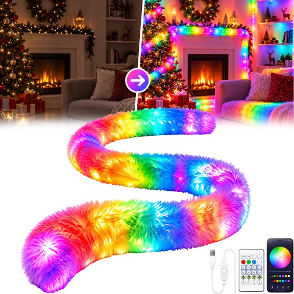 Faux Fur Neon Light Strip, 360° All-Round Glow, Plush Bedroom Neon Strip, Multi-Color, App and Remote, for Bedroom, Gaming, Party