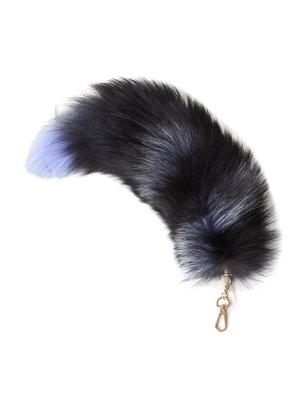 Faux Fur Plush Tail Keychain for Cosplay Costume Accessory Soft Animal Tail Bag Charm 4x16 Inch