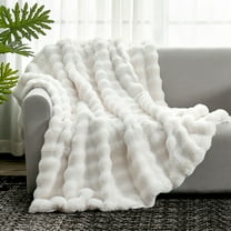 Faux Fur Plush Throw Blanket Soft Fluffy Bubble Blanket for Couch, Sofa Bedroom