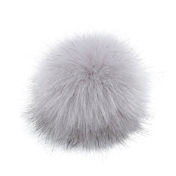 Faux Fur Pompom Ball for Hats and Keychains with Press Button Attachment, 3.9 Inch Craft Accessory