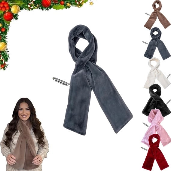 Faux-Fur Pull-Through Scarf with Hidden Zipper Pocket – Women’s Cozy Winter Neck Wrap, Elegant Collar Style with Concealed Storage for Phone, Wallet, Keys