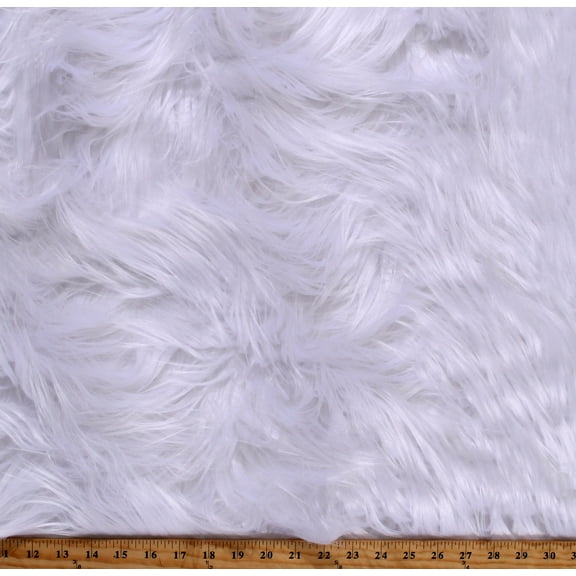 Faux Fur Pure White 4" Long Hair Super Soft 60" Wide Polyester Fabric by the Yard (FF-0201)