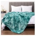 Faux Fur Queen Bed Blanket TieDye Turquoise, Soft Fuzzy Warm Blanket