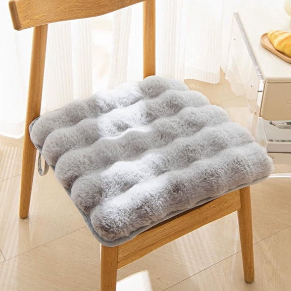 Faux Fur Rabbit Hair Carpets Square Chair Cover Seat Cushion Pad, 18x18 inch Luxurious Rabbit Fur Small Area Rugs Fluffy Floor Mat for Living Sofa, Bedroom Living Ki-ds Room (Gray)