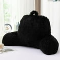 thumbnail image 1 of Faux Fur Reading Pillow Bed Wedge Large Adult Children Backrest with Arms Back Support for Sitting Up for Bedrest,Black, 1 of 16