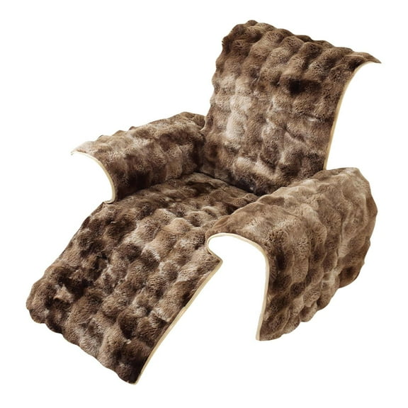 Faux Fur Recliner Chair Covers, Non-Slip Sofa Cushions with Anti-Slip Dots, Washable Pet-Friendly Living Room Decor, Cuxi Sofa Cushions Brown