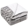 thumbnail image 1 of Faux Fur Reversible Fleece Blanket Gray, 1 of 3