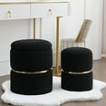 thumbnail image 1 of Falvinoryn Round Storage Ottoman Faux Fur Upholstered Vanity Stool for Livingroom,Bedroom, Pack of 2, Black, 1 of 8