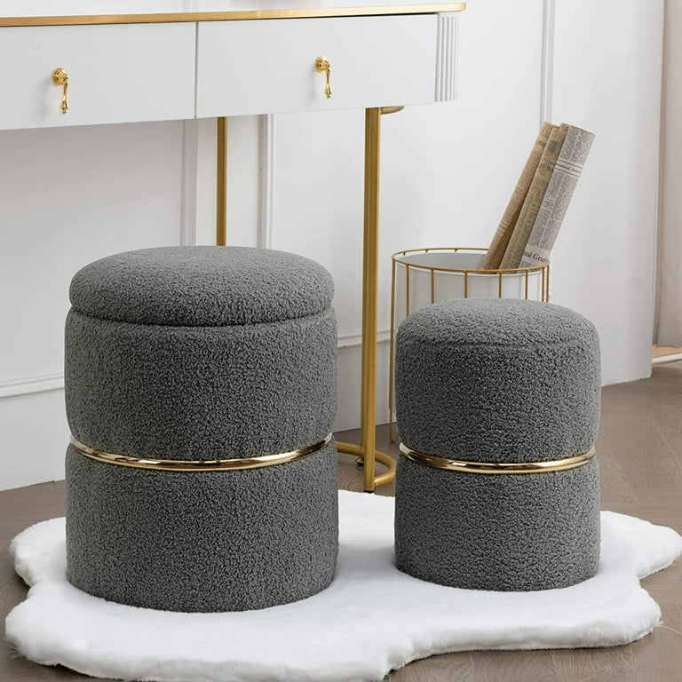 Velvet Footrest Stool Ottoman Round Modern Upholstered Vanity Footstoo –  Ashley Area Rugs