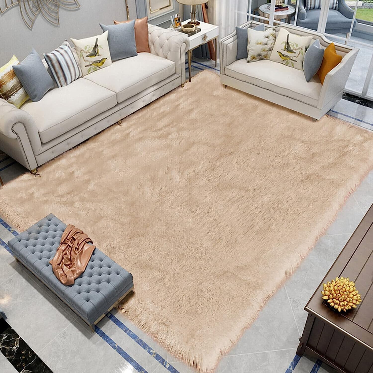 Faux Fur Rug 8x10,Area Rugs 8x10 for Living Room,Fluffy Washable Rug ...