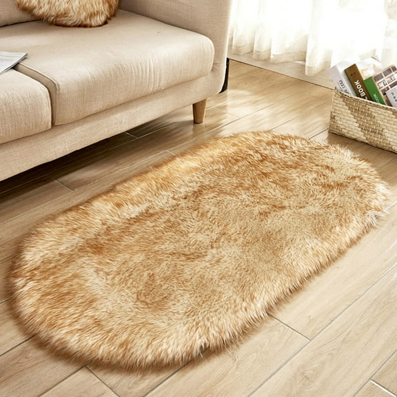 Faux Fur Rug,Luxury Fluffy Rugs for Bedroom,Super Soft Fluffy Faux Fur Sheepskin Rugs Bedroom Floor Sofa Living Room Runner High-Density Cushion Plush Carpet Sofa Cover Bedside Rugs (16“x24”)