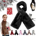 thumbnail image 1 of Faux Fur Scarf With Hidden Zipper Pocket, 2026 Upgraded Scarf With Pockets, Cozy Wrap Secure Concealed Storage Dark Gray, 1 of 6