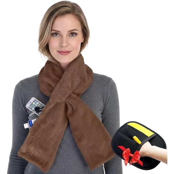 Faux Fur Scarf With Hidden Zipper Pocket,Faux Fur Pull Through Scarf With Zipper Pocket