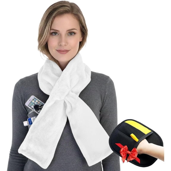 Faux Fur Scarf With Hidden Zipper Pocket,Faux Fur Pull Through Scarf With Zipper Pocket