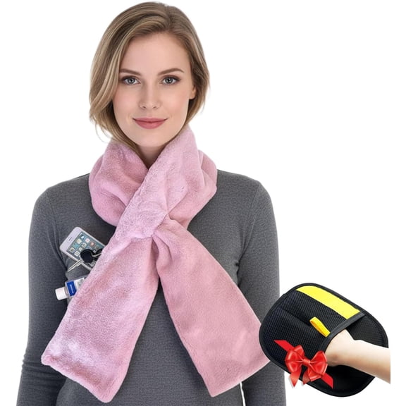 Faux Fur Scarf With Hidden Zipper Pocket,Faux Fur Pull Through Scarf With Zipper Pocket