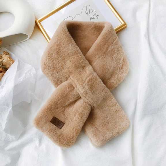 Faux Fur Scarf for Women Scarves Neck Shrug for Fall Winter Coat Dress(Brown)
