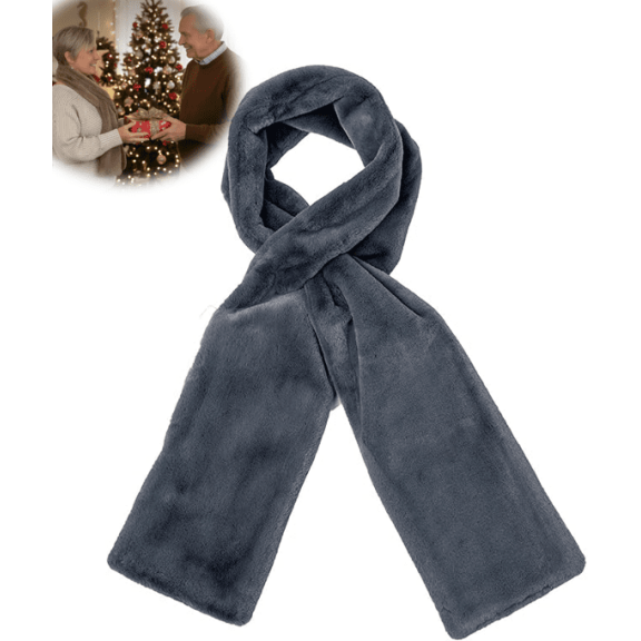 Faux Fur Scarf with Hidden Zipper Pocket, Soft Cozy Warm Pocket Scarf for Hands-Free Storage Phone, Valuables , Cozy Wrap Secure Concealed Storage