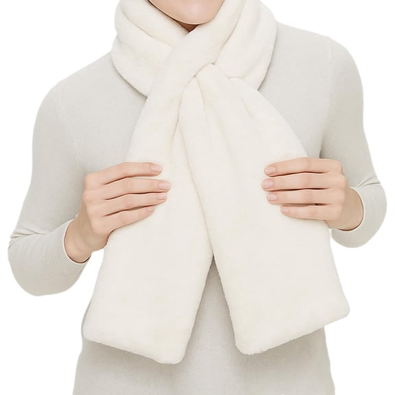 Faux Fur Scarf with Hidden Zipper Pocket for Women, Winter Warm Soft Neck Wrap for Hands-Free Carry