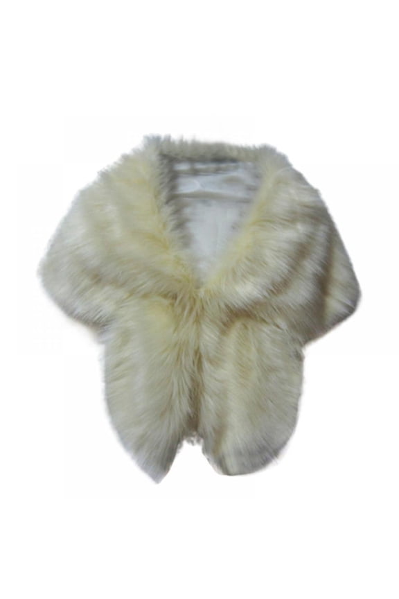Faux Fur Shawl Wrap Stole Shrug Winter Bridal Wedding Cover Up Cloak Coat Sweater Cape for Lady Poncho Evening Party