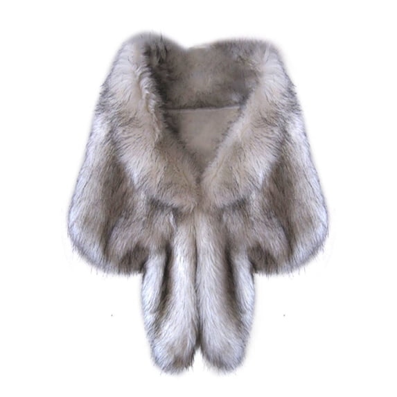 Faux Fur Shawl Wrap Stole Shrug Winter Bridal Wedding Cover Up, Women Luxury Faux Fur Coat Jackets Wrap Cape Shawl for Wedding Party