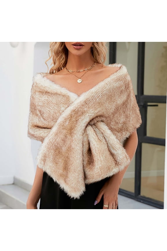 Faux Fur Shawl Wrap Stole Shrug Winter Bridal Wedding Cover Up