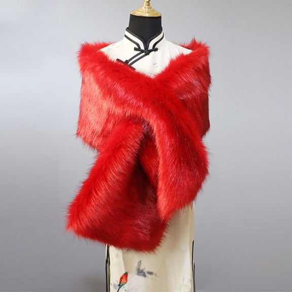 Faux Fur Shawl Wrap Stole Shrug Winter Bridal Wedding Cover Up