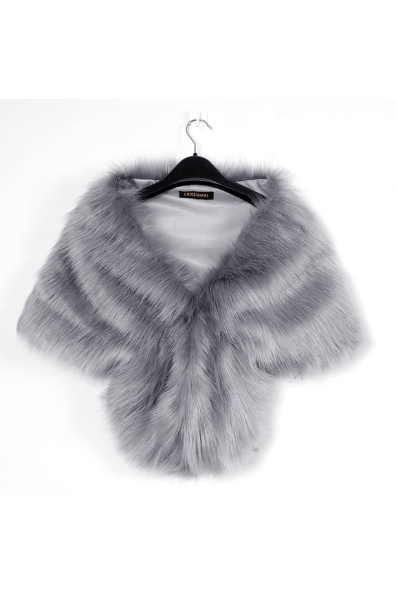 Faux Fur Shawl Wrap Stole Shrug Winter Bridal Wedding Cover Up