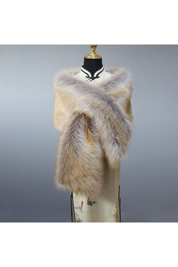 Faux Fur Shawl Wrap Stole Shrug Winter Bridal Wedding Cover Up