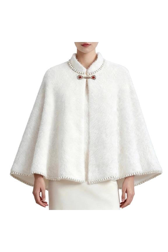 Faux Fur Shawls Cloak Bridal Wedding Wrap Scarf Cape Fur Stole Winter Cover Up Winter Accessories for Women & Lady