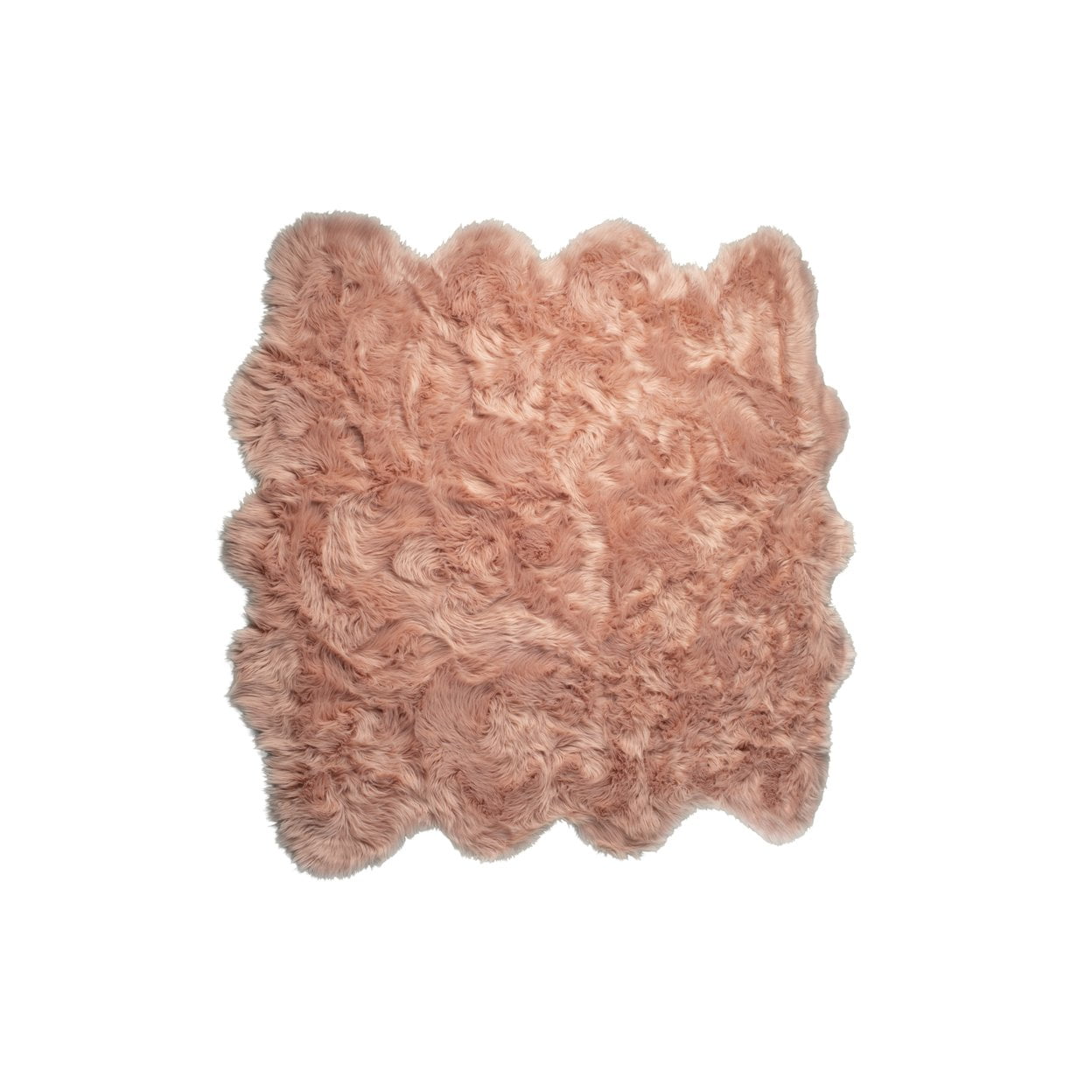 Sumptuous Dusty Rose Faux Sheepskin 6'x6' Rug with Ombre Design