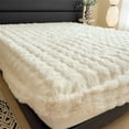 thumbnail image 1 of Faux Fur Sheets Velvet Bed Sheet Synthetic Mattress Cover Breathable Checkered Bed Protectors Cosy Plaid Flannel Quilt Soft Mattress Protector From Velvet Fitted Sheet, 1 of 7