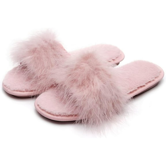 Faux Fur Slippers For Women Bride Wedding House Outdoor Fuzzy Slippers