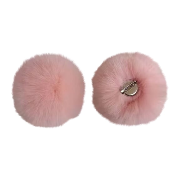 Faux Fur Snap Pompoms Ball Mixed Color Fluffy Pompom with Press Button Removable for Knitting Hats Scarves Shoes Bag Charms Accessories, Pink - M