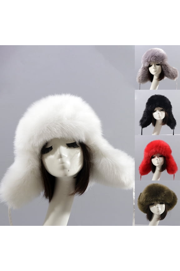 Faux Fur Snow Trapper Hat with Ear Flap for Skiing Head Circumference