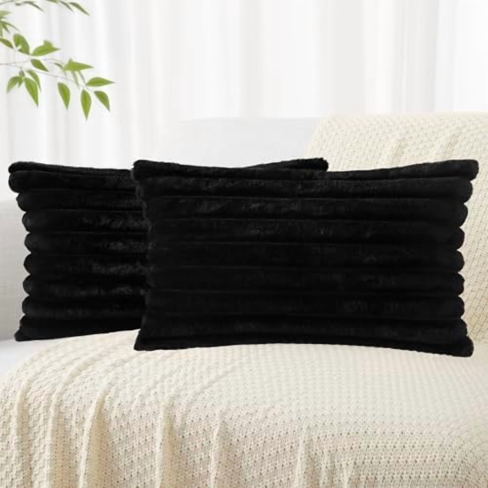 Faux Fur Spring Throw Pillow Covers 12x20 Set of 2, Decorative Soft ...
