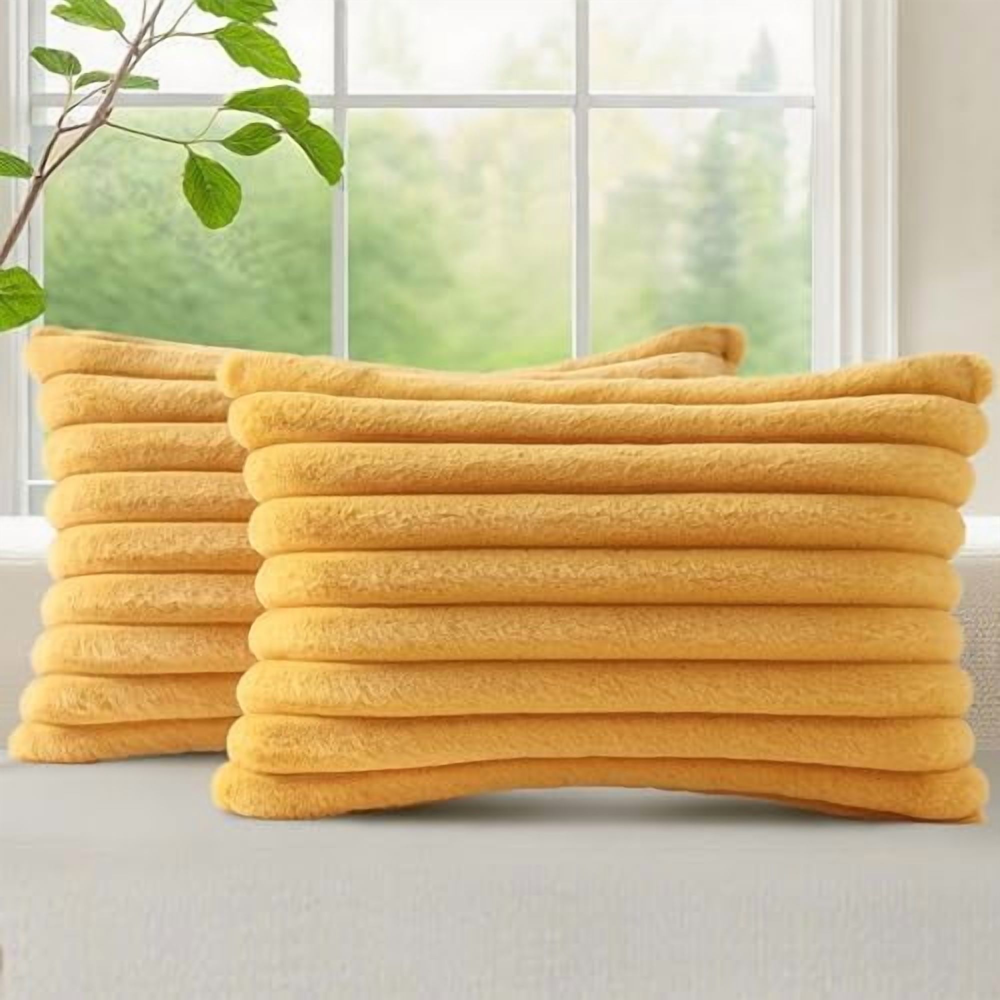 Faux Fur Spring Throw Pillow Covers 12x20 Set of 2, Decorative Soft ...
