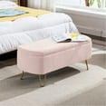 thumbnail image 1 of Faux Fur Storage Bench | Can Be Used as Sleeper Sofa and Footstool | Soft Curves and Pleats Design | Sturdy Metal Hardware Feet, 1 of 6