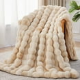 thumbnail image 1 of Faux Fur Throw Blanket, 1000GSM Fluffy Soft Bubble Blanket for Couch Bed, Cozy Plush Warm and Thick Blanket, Fuzzy Rabbit Lola Throw for Living Room Bedroom 50''*60'' Tie-dye Camel, 1 of 14