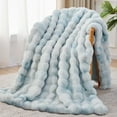 thumbnail image 1 of Faux Fur Throw Blanket, 1000GSM Fluffy Soft Bubble Blanket for Couch Bed, Cozy Plush Warm and Thick Rabbit Blanket for Living Room Bedroom 60''*80'' Tie-dye Blue, 1 of 14