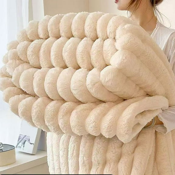 Faux Fur Throw Blanket,Cooling Blankets Clearance Bunny Blanket,Super Soft & Warm Faux Rabbit Fur Throw Blanket,Lightweight Microfiber Machine(White 80*70in)from ANMUYUM