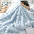thumbnail image 1 of Faux Fur Throw Blanket for Couch Rabbit Fleece - Light Blue Fluffy Blanket for Sofa Bedroom Living Room, Cozy Soft Plush Luxury Thick Winter Fuzzy Comfy Bubble Blanket - 60" x 80", 1 of 15