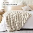 thumbnail image 1 of Faux Fur Throw Blanket for Couch Rabbit Fleece - Linen Fluffy Blanket for Sofa Bedroom Living Room, Cozy Soft Plush Luxury Thick Winter Fuzzy Comfy Bubble Blanket - 60" x 80", 1 of 15