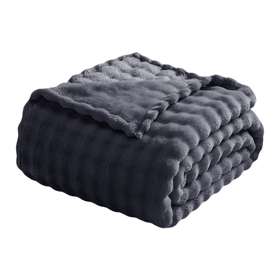 Faux Fur Throw Blanket for Couch - Super Soft & Warm Plush Striped Blanket for Sofa and Room Decor, Luxury Cozy Plush Fluffy Winter Blanket Gifts for Women Men Mom Dad, 50x60 inch, Gray