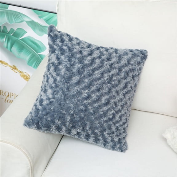 Faux Fur Throw Blanket Pillow Cover Set - Shaggy Microfiber Rose Throw Blanket-Gray