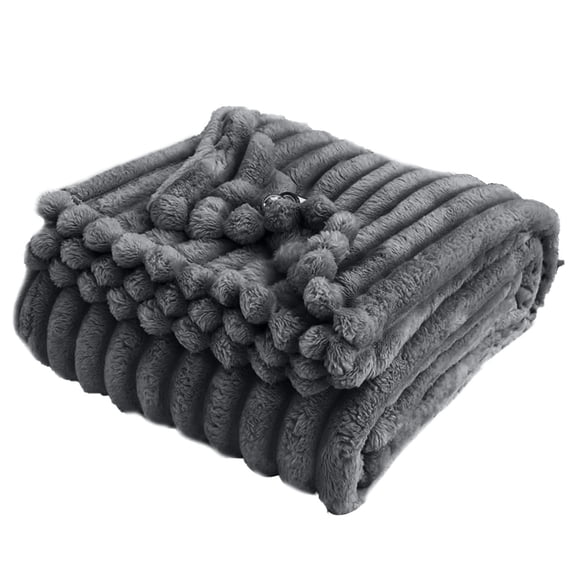 Faux Fur Throw Blanket Striped Fuzzy Blanket Cozy Warm Plush Nap Blanket For Bed Sofa Office Travel Home Decor