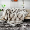 thumbnail image 1 of Faux Fur Throw Blanket, Super Soft and Cozy Plush Blanket for Bed and Couch, All Season Blanket for Home Decor (Stripes White, 60''x74''), 1 of 5