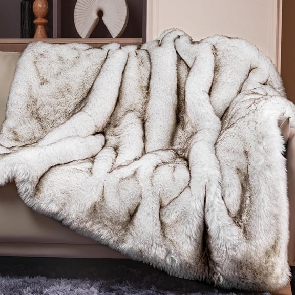 Faux Fur Throw Blanket, Super Thick Warm Cozy Heavy Blankets for Couch Bed Sofa, Plush Fuzzy Elegant Winter Reversible Mink Blanket for Living Room Bedroom 50''x60''
